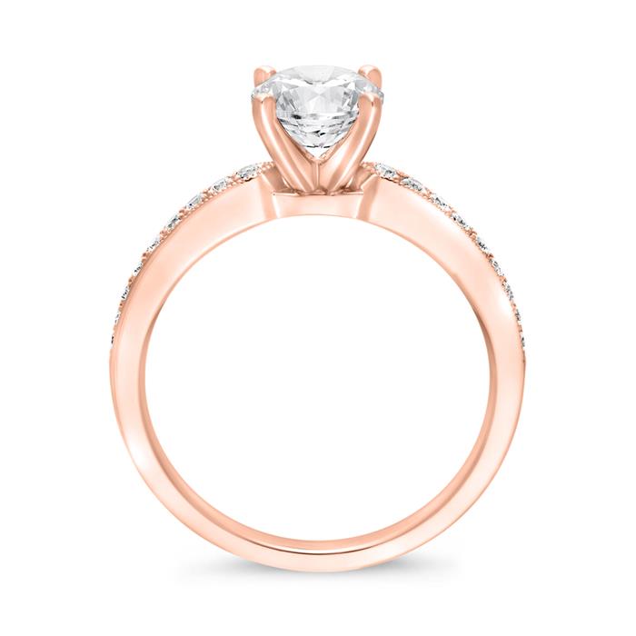 Anillo de diamantes Milgrain de oro rosa para mujer