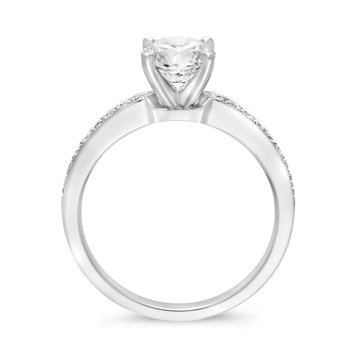 Milgrain ring with diamonds in white gold or platinum