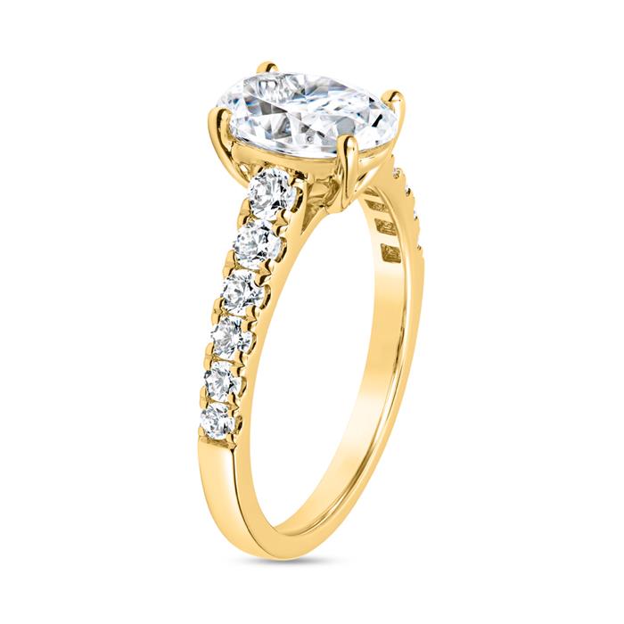 Goldener Diamantring für Damen, gravierbar