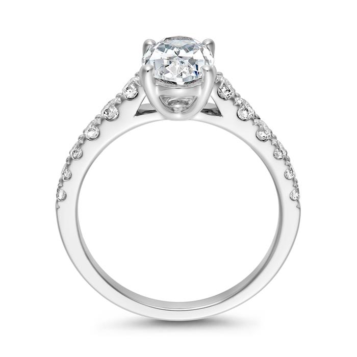 Engagement ring with diamonds in white gold or platinum