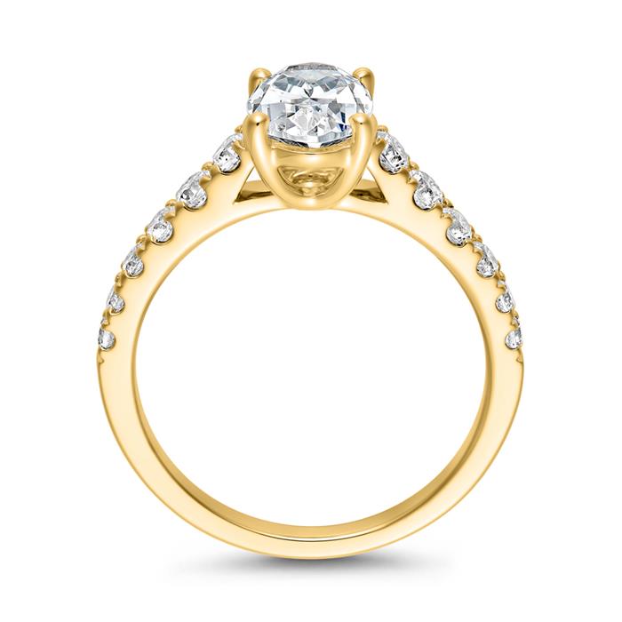 Golden engagement ring with lab grown diamonds