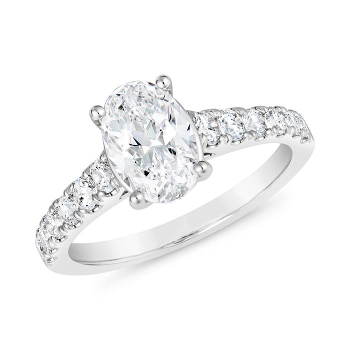 Ladies' ring with lab grown diamonds, white gold or platinum