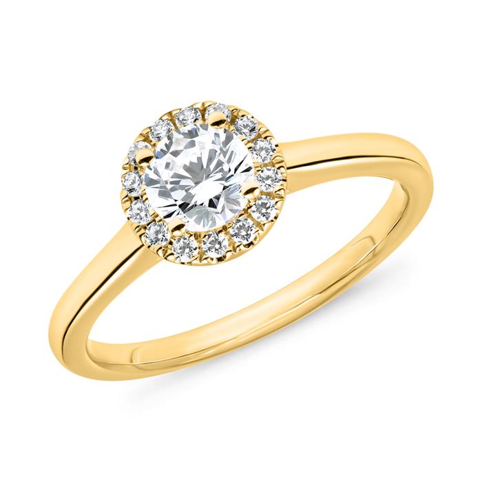 Golden halo diamond ring for ladies, engravable