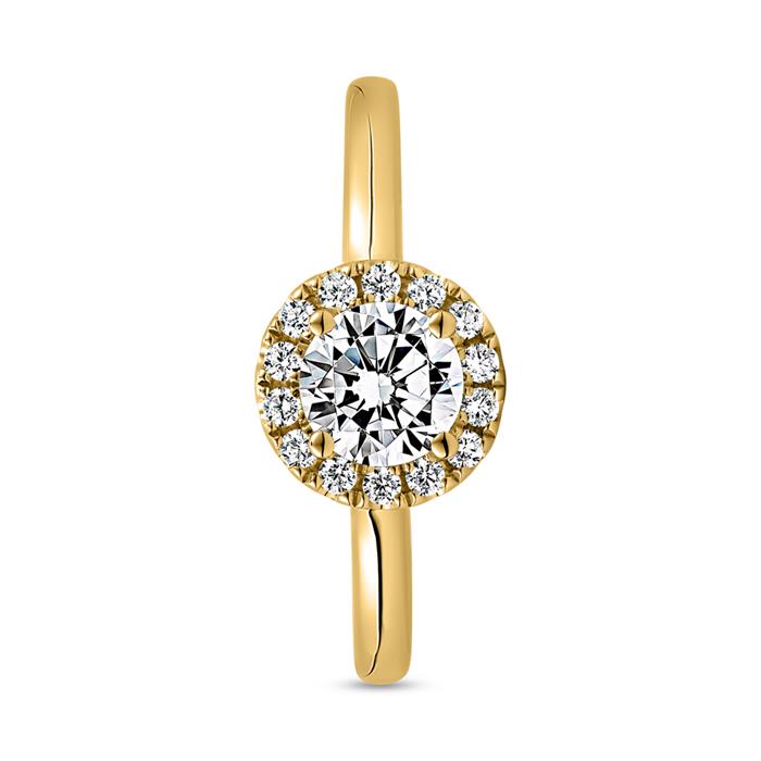 Goldener Halo Diamantring für Damen, gravierbar