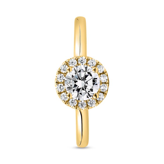 Halo gold ring with lab grown diamonds