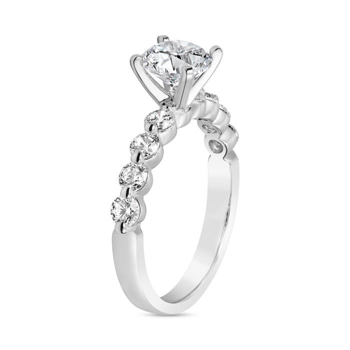 White gold or platinum ring with lab grown diamonds