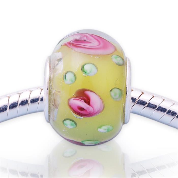 Glass bead with sterling sterling silver socket