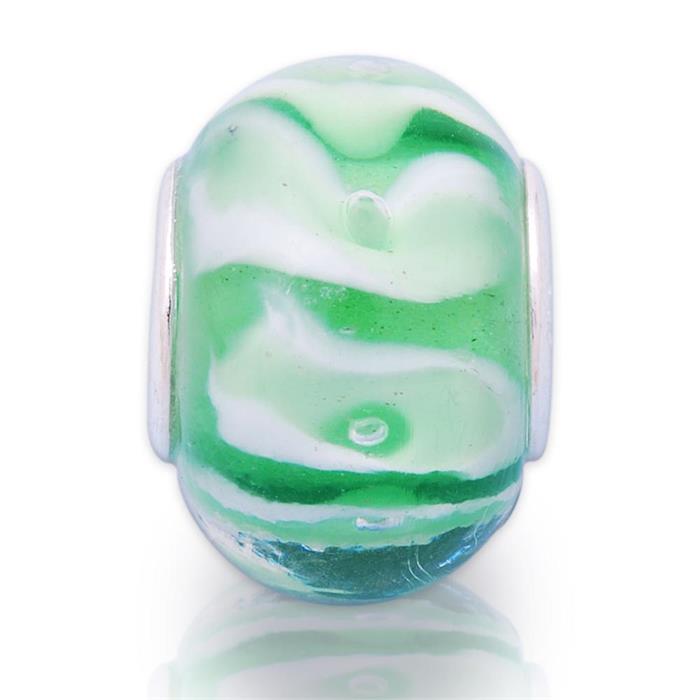 Glass bead with sterling sterling silver socket