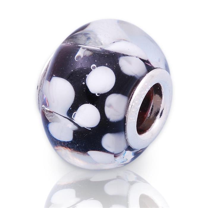 Glass bead with sterling sterling silver socket