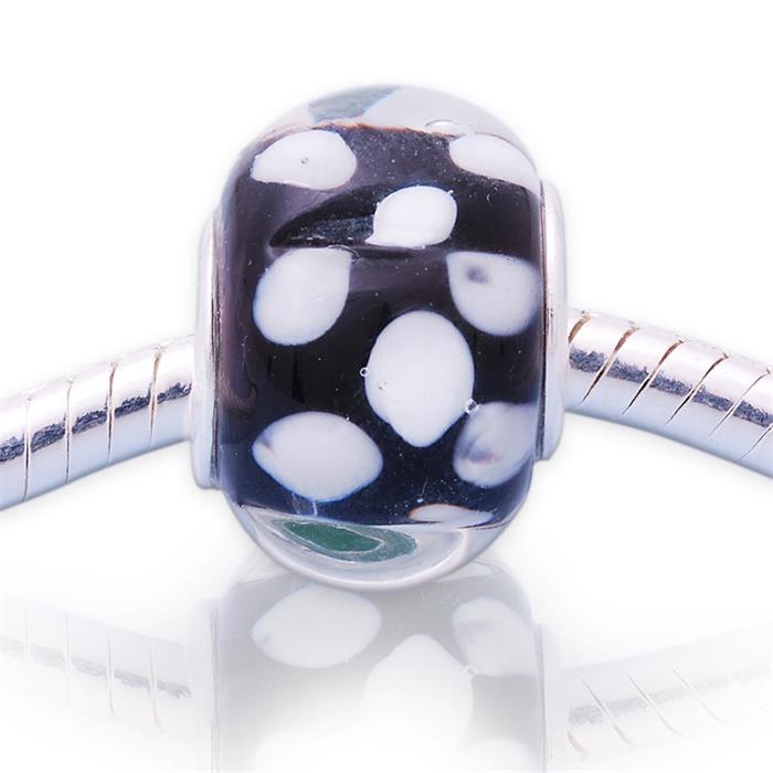 Glass bead with sterling sterling silver socket