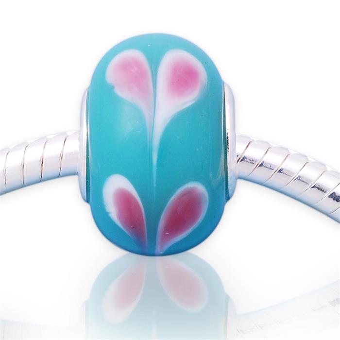 Glass bead with sterling sterling silver socket