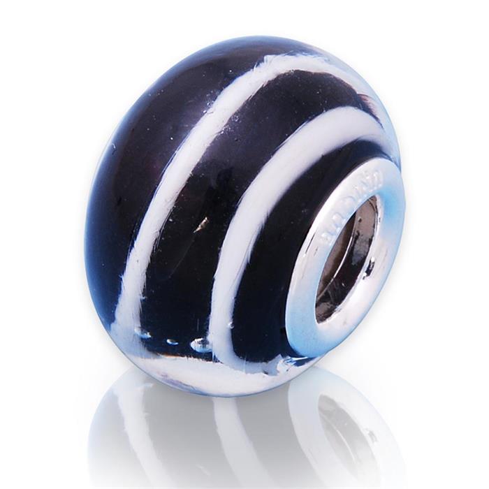 Glass bead with sterling sterling silver socket