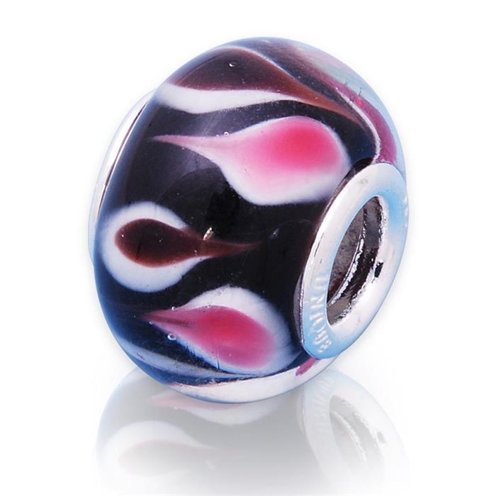 Glass bead with sterling sterling silver socket