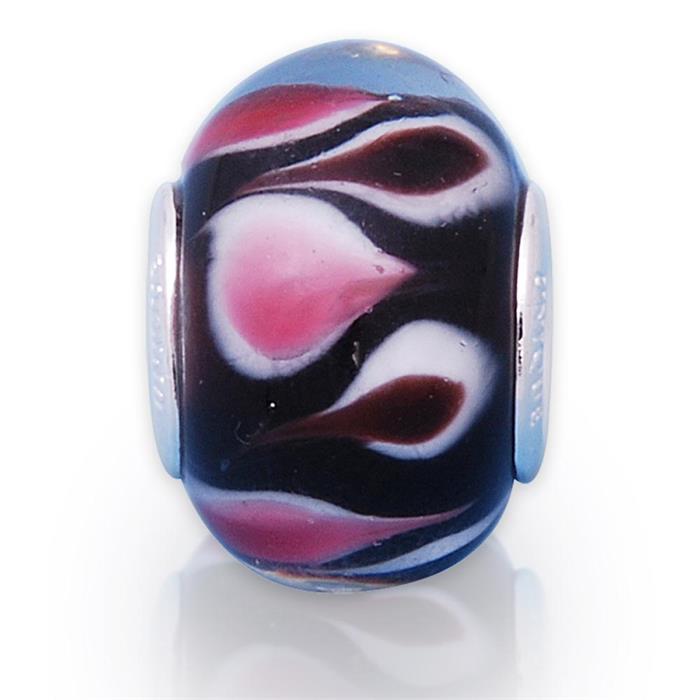 Glass bead with sterling sterling silver socket