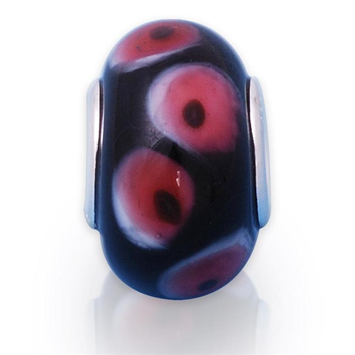 Glass bead with sterling sterling silver socket