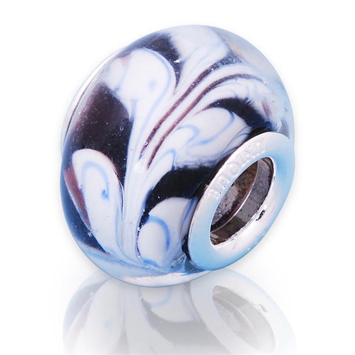 Glass bead with sterling sterling silver socket