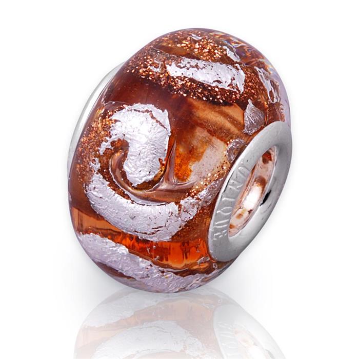 Glass bead with sterling sterling silver socket