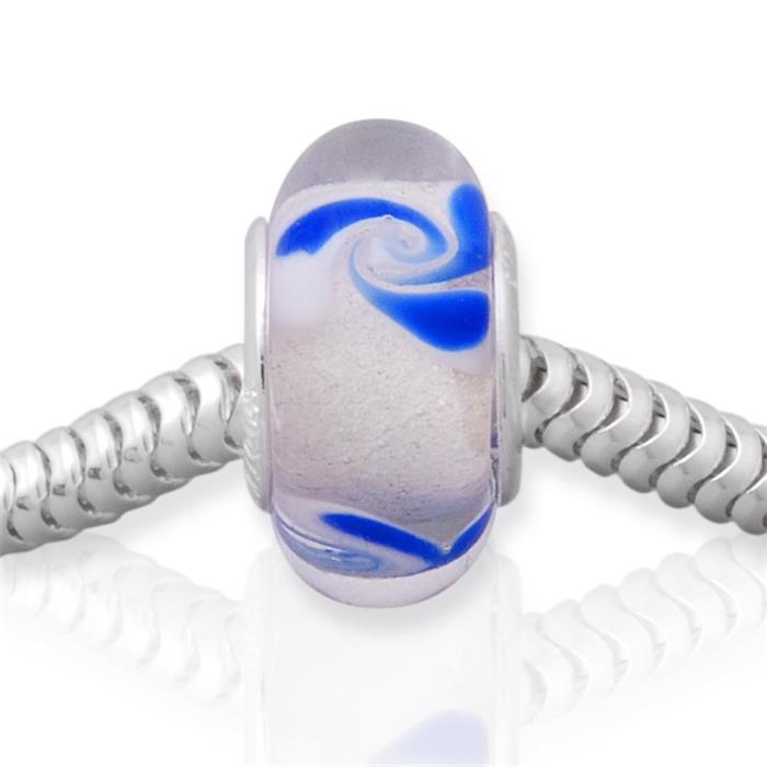 Glass bead with sterling sterling silver socket