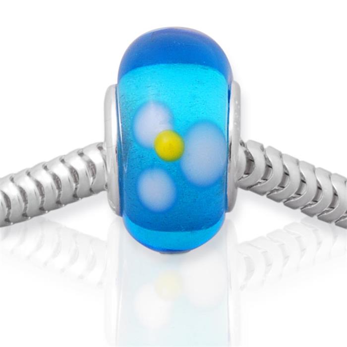 Glass bead with sterling sterling silver socket