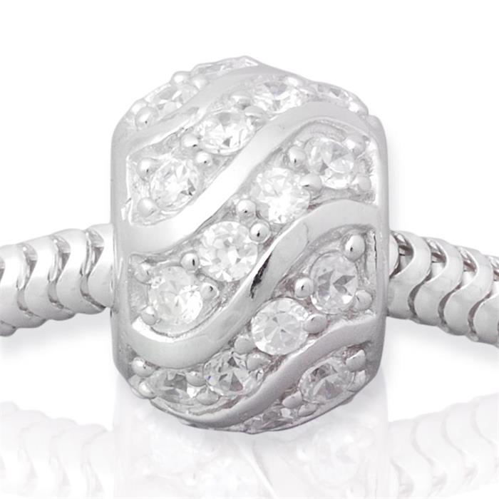 Modern silver bead: Sterling silver bead zirconia