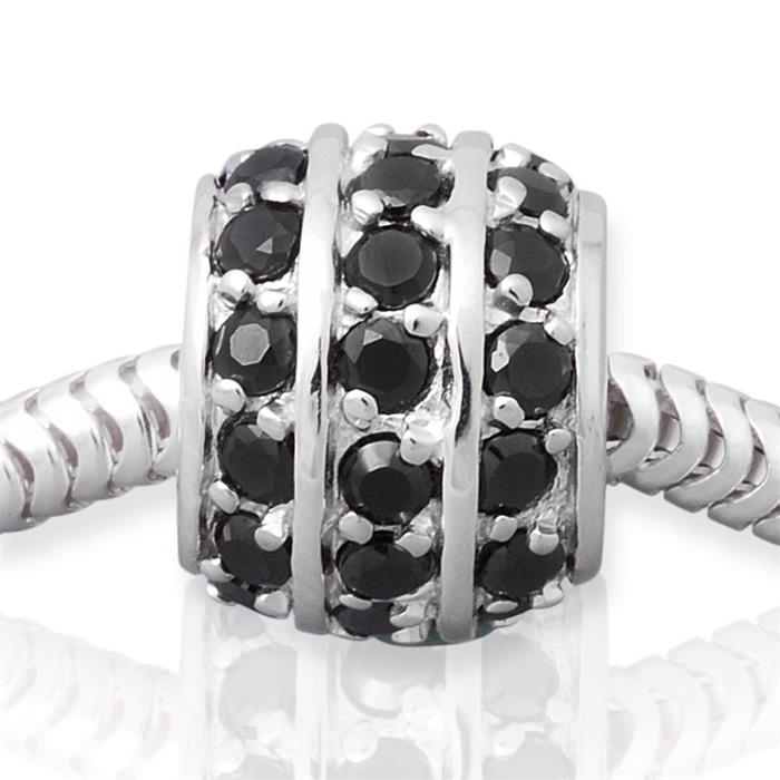 Modern silver bead: Sterling silver bead zirconia