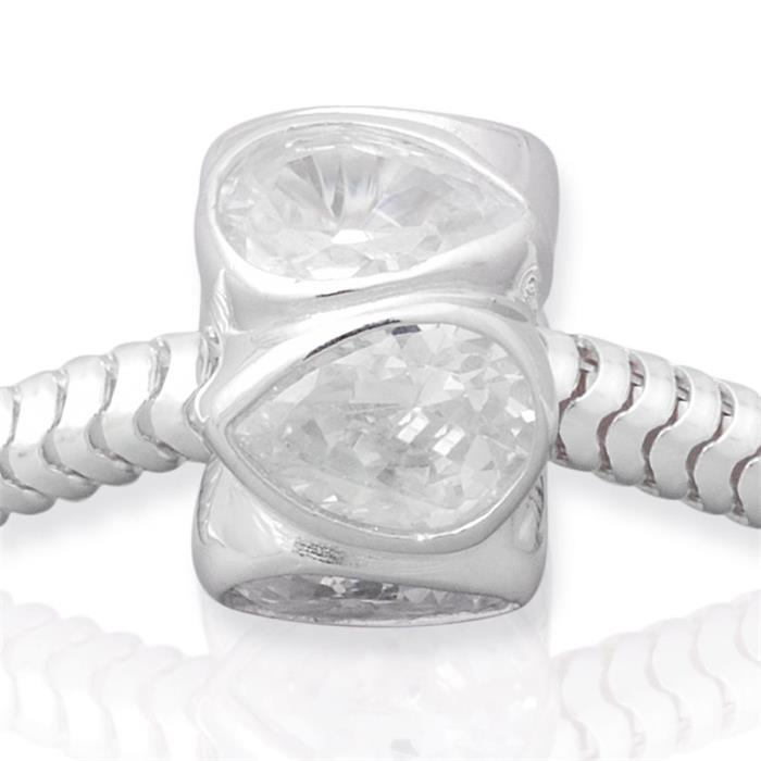 Modern silver bead: Sterling silver bead zirconia