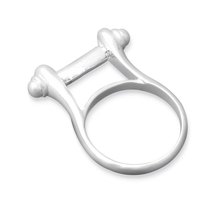 Modern silver ring for wearing beads