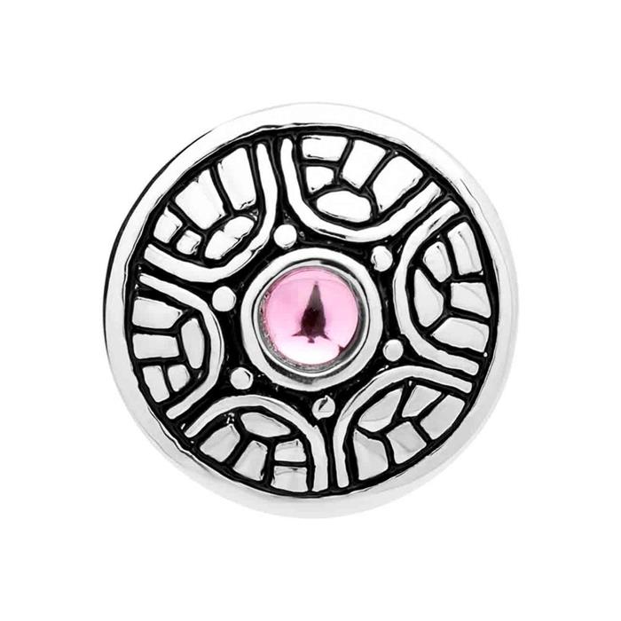 Button imitated pink stone