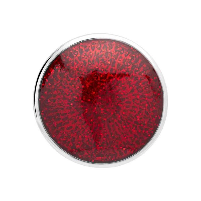 Button red-glittering enamel shell