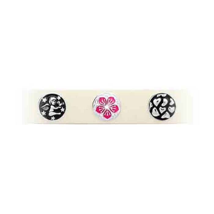Button Emaille rosa-weißes Blumenmuster