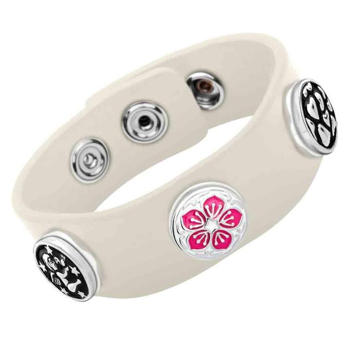 Button enamel pink-white flower pattern