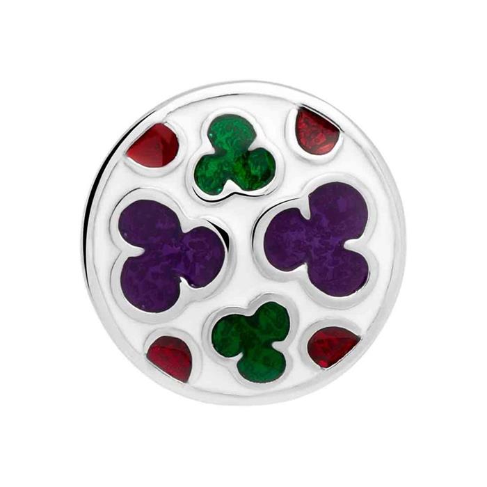 Button enamel purple green red clouds