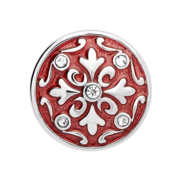 Button red enamel flower zirconia