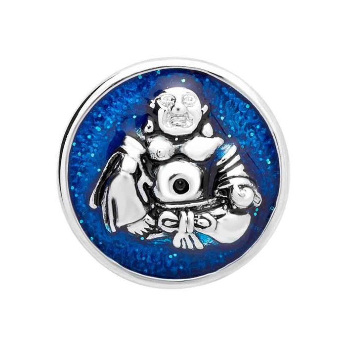 Button blue enamel buddha