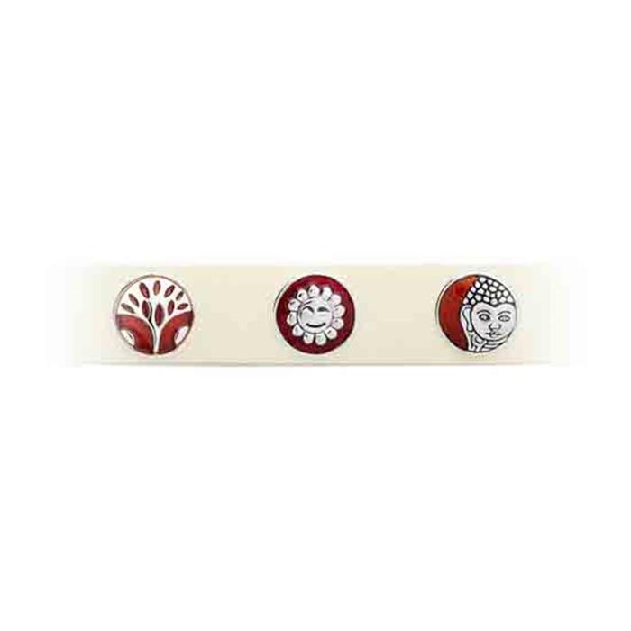 Button reddish enamel smiling sun