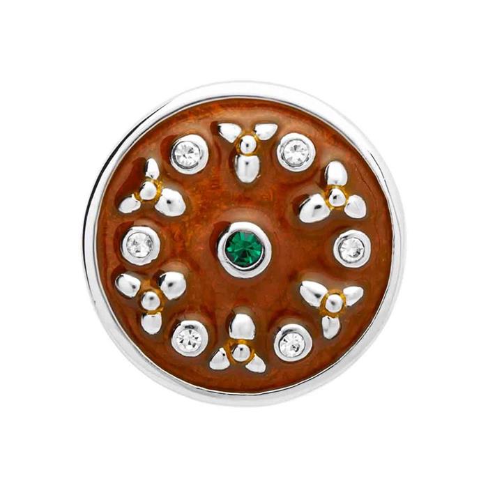 Button braune Emaille weiße grünliche Zirkonia