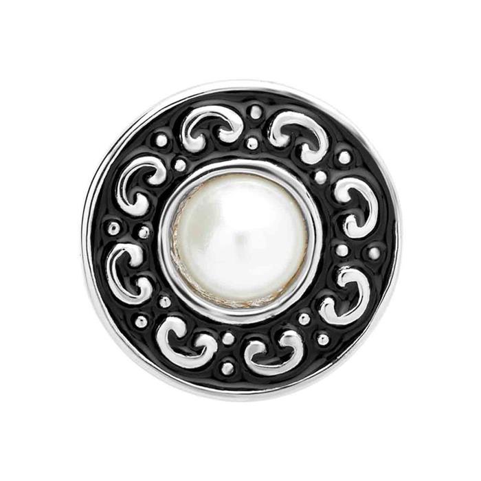 Button black enamel with pearl