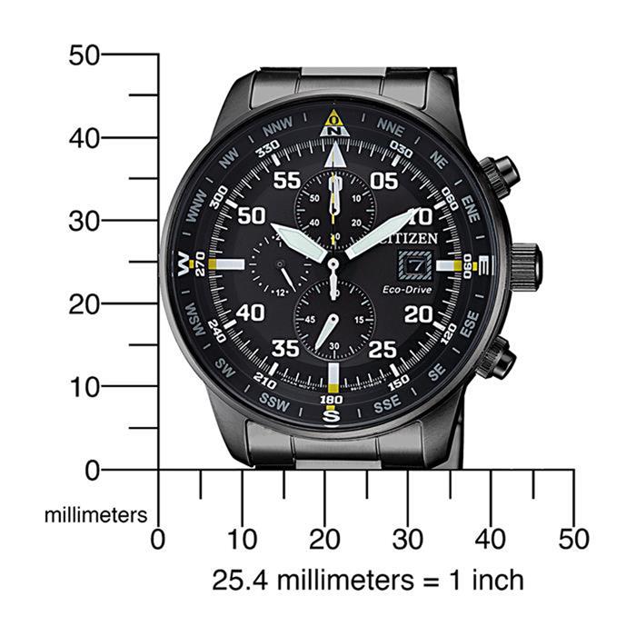 Eco Drive Chronograph for men, stainless steel, black