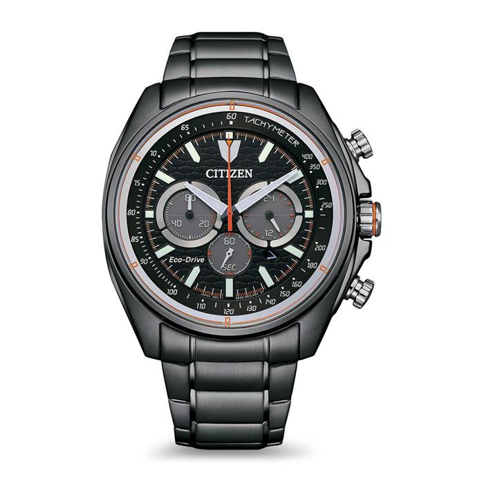 Men's wristwatch with eco drive, stainless steel, anthracite