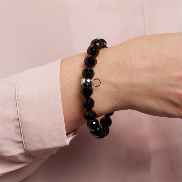 Onyx Perlenarmband für Charms dehnbar 18-23cm