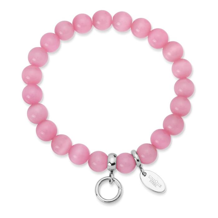 Charm bracelet with pearls pink 15,5 to 19,5cm