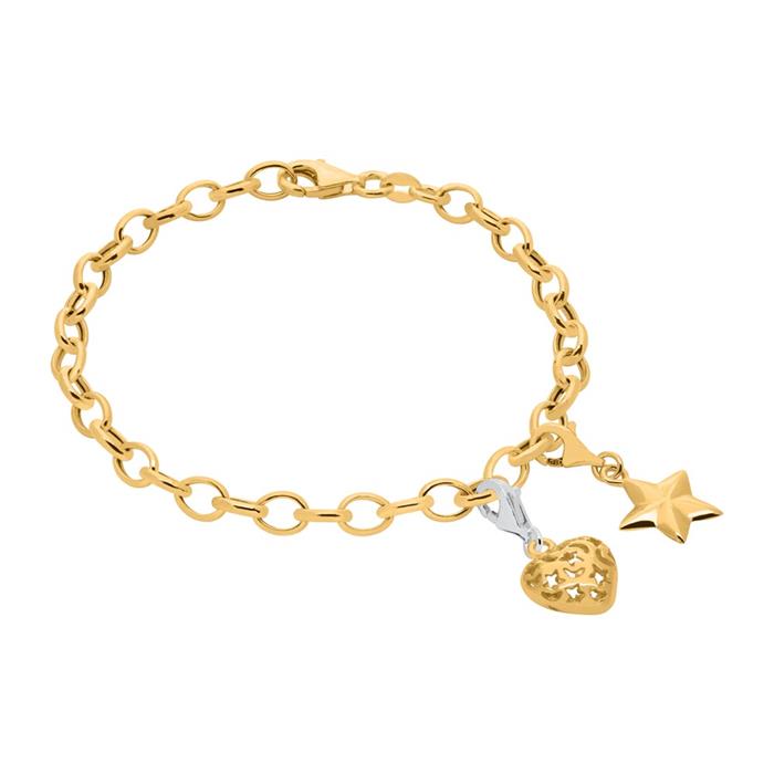 Charm bracelet in gold-plated sterling silver