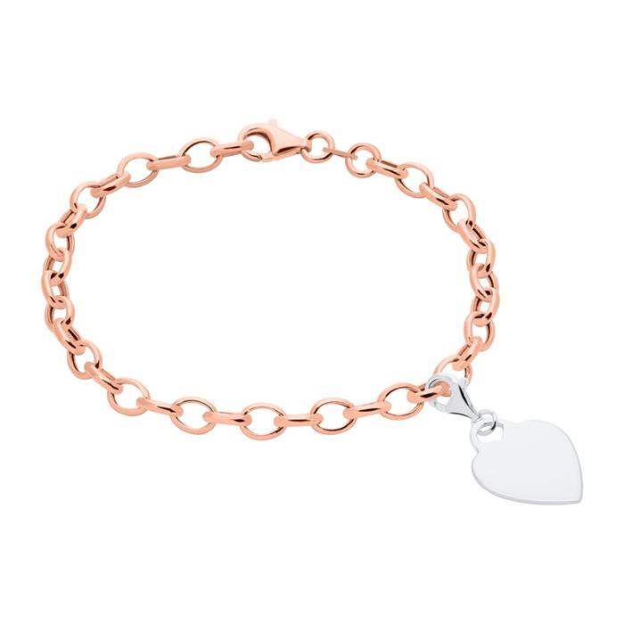 Bracelet for charms in sterling silver rose gold plated