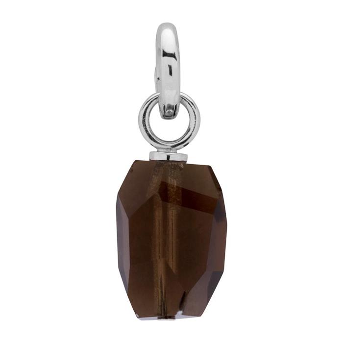 Sterling silver clip charm with smoky quartz