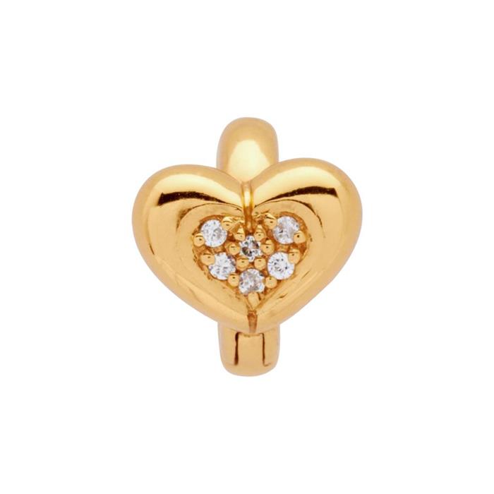 Goldplated sterling silver clipcharm with zirconia