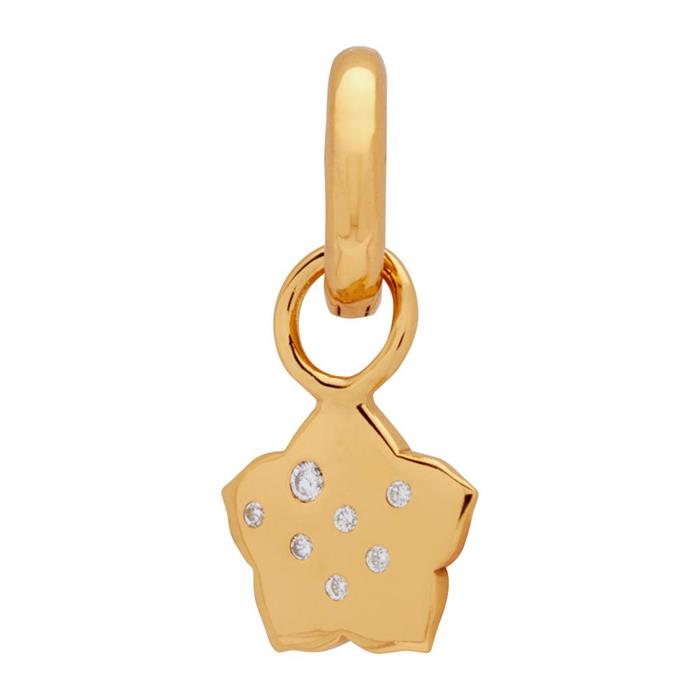 Gold plated sterling silver clip charm with zirconia