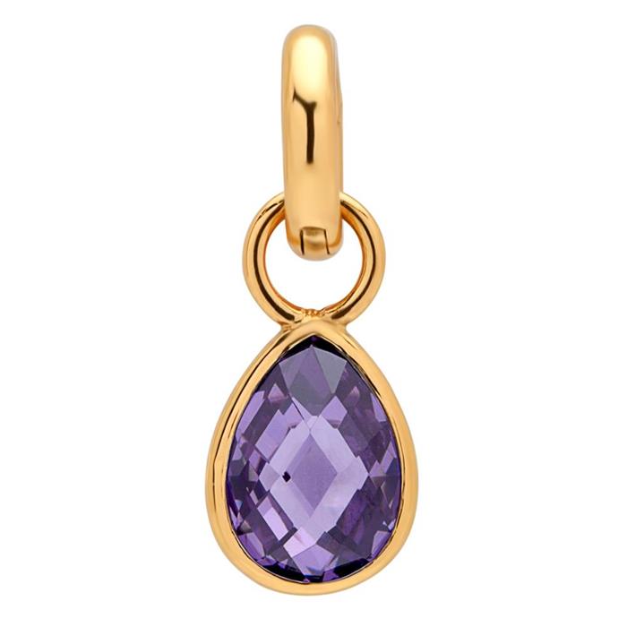 Clip charm in sterling silver plated amethyst