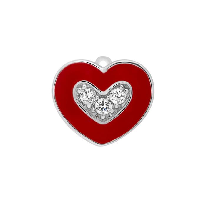 Clip charm sterling silver enamel zirconia heart