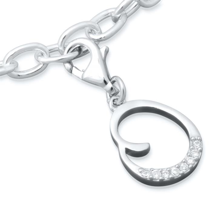 Silver charm with carbine for wrap bracelets