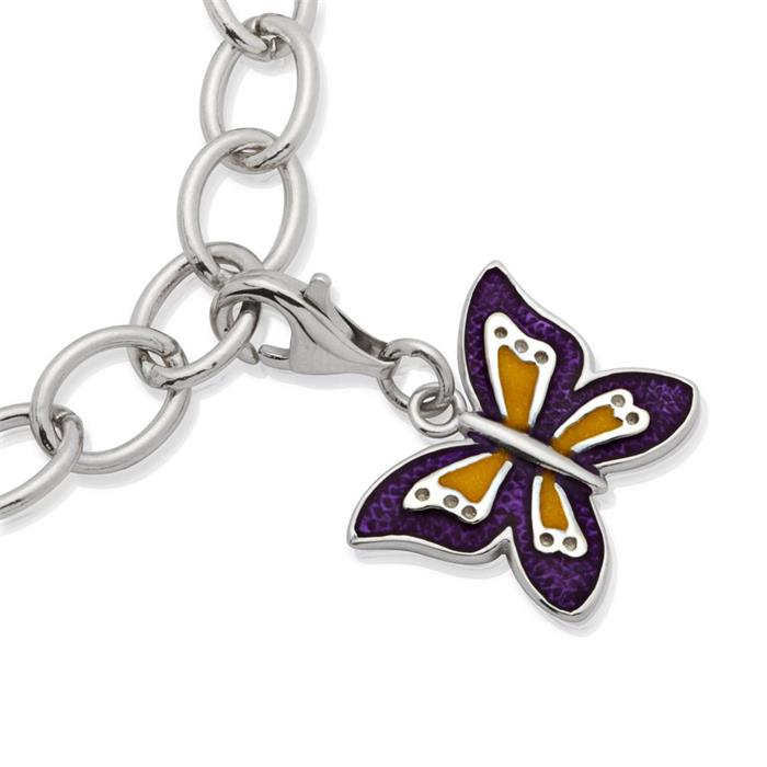 Butterfly silver charm for wrap bracelets